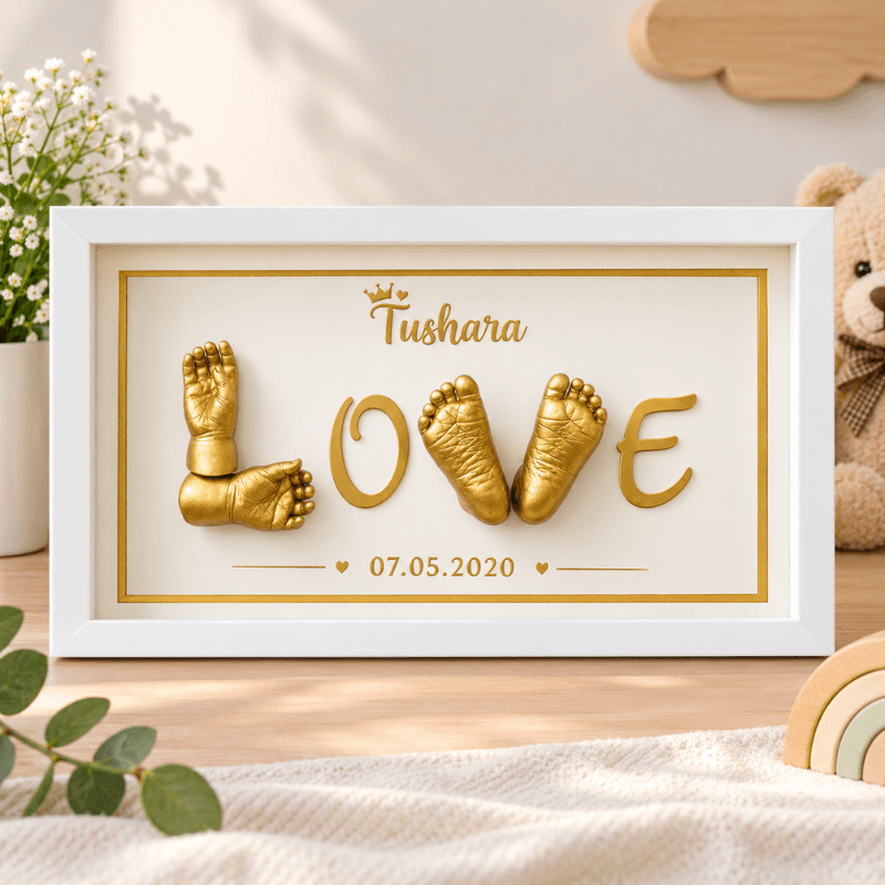 Baby Hand and Foot Casting LOVE Keepsake Frame