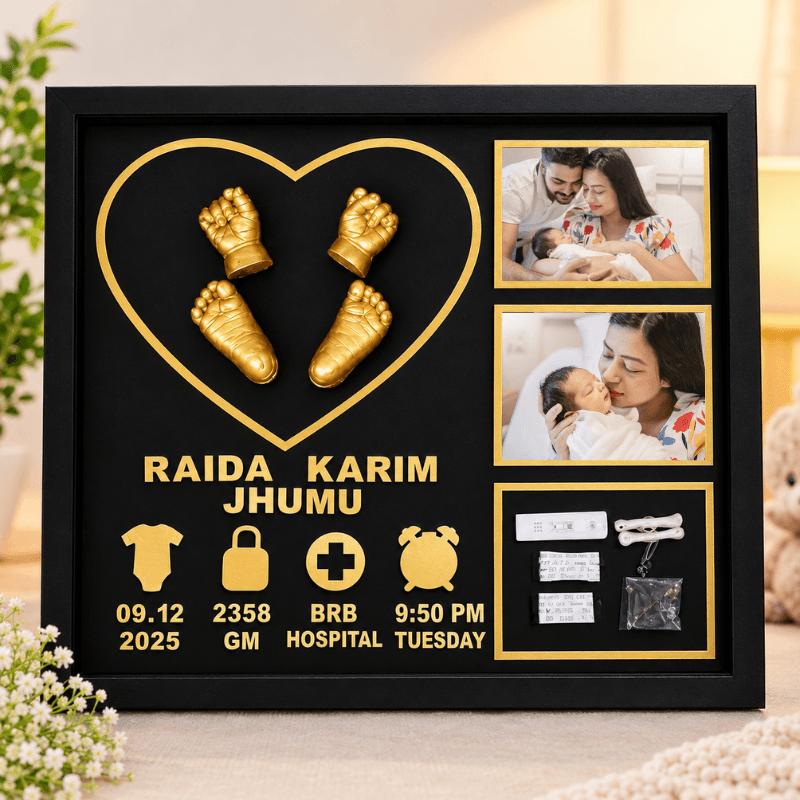 Golden Heart – Premium Baby Birth Keepsake Frame
