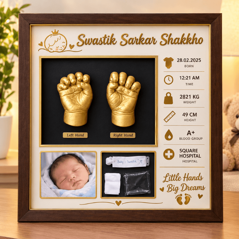 Golden Little Hands – Premium Baby Keepsake Frame